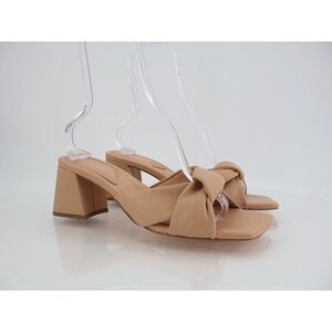 Marc Fisher Womens Calia Sandals Slides Block Heel Beige Twisted Leather 11M